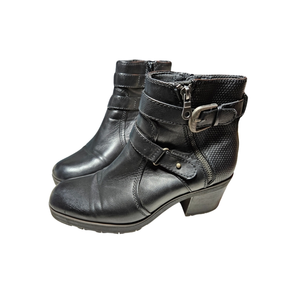 Baretraps Women's SIZE 8.5 / 9 Faux Leather Towanda Heeled Booties in Black